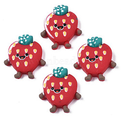 Opaque Resin Cabochons, Rubberized Style, Strawberry Character, Crimson, 21.5x19.5x5.5mm(CRES-S308-008)