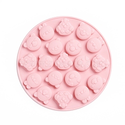 Food Grade Silicone Molds, Fondant Molds, For DIY Cake Decoration, Chocolate, Candy Mold, Rabbit, Bear & Chick, Pink, 122x12mm, Inner Size: 17~21x17~21mm(DIY-G022-01)