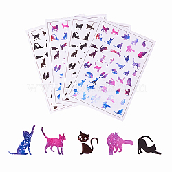 Plastic Picture Stickers, Cat Theme, Mixed Color, 150x105x0.1mm, 4pcs/set(AJEW-OC0001-02)