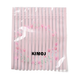 Flower Stripe Print Plastic Yin-Yang Zip Lock Bags, Resealable Packaging Bags, Self Seal Bag, Rectangle, Pink, 12.7x11x0.01cm(OPP-B005-02)
