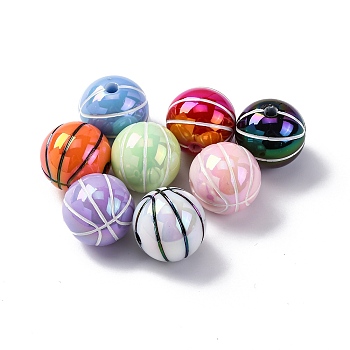 UV Plating Opaque Acrylic Beads, Basketball, 15.5mm, Hole: 2.5mm