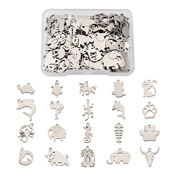 304 Stainless Steel Pendants, Laser Cut, Stainless Steel Color, 15.5x11x1mm, Hole: 1.2mm, 100pcs/box