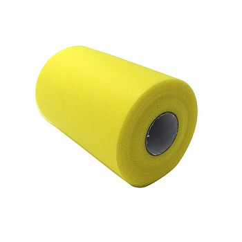 Deco Mesh Ribbons, Tulle Fabric, Tulle Roll Spool Fabric For Skirt Making, Yellow, 6 inch(15cm), about 100yards/roll(91.44m/roll)