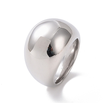 304 Stainless Steel Chunky Dome Finger Ring for Women, Stainless Steel Color, US Size 7(17.3mm)