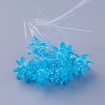 Glass Woven Beads, Flower/Sparkler, Made of Horse Eye Charms, Deep Sky Blue, 13mm