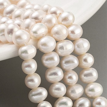 Natural Cultured Freshwater Pearl Beads Strands, Potato, Antique White, 5.5~6mm, Hole: 0.6mm, about 31pcs/strand, 6.69~7.09 inch(17~18cm)