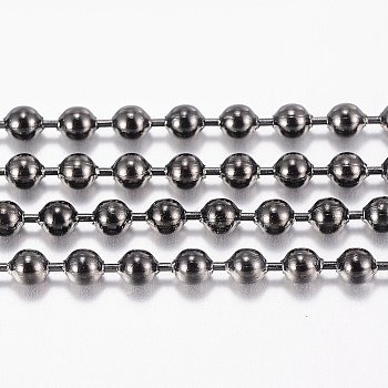 304 Stainless Steel Ball Chains, with Spool, Round, Electrophoresis Black, 2mm, about 65.61 Feet(20m)/roll