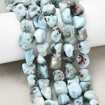 Natural Larimar Beads Strands, Nuggets, Tumbled Stone, 8~11x6.5~10x5.5~8.5mm, Hole: 1mm, about 22~23pcs/strand, 7.87''(20cm)