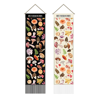 Polyester Wall Hanging Tapestry, for Bedroom Living Room Decoration, Rectangle, Mushroom, 1160x330mm, 2pcs/set