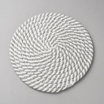 Round Cotton Woven Coasters, Cup Mats, Gainsboro, 180x6mm