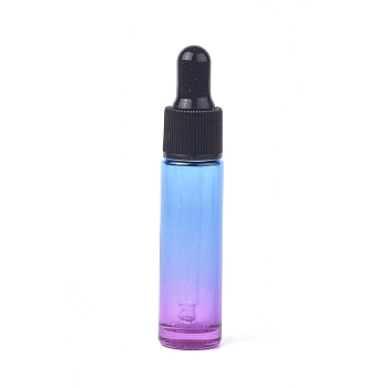 Two Tone Glass Dropper Bottles, with Glass Droppers and Black Cap, Empty Refillable Bottle, Colorful, 9.35cm, Capacity: 10ml