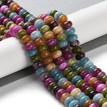 Natural Dyed White Jade Beads Strands, Rondelle, Mixed Color, 8~8.5x5mm, Hole: 1.2mm, about 75pcs/strand, 14.96''(38cm)