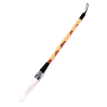 Bristle Chinese Calligraphy Brush Pen, with Wooden Pen Holder, White, 27x1.4cm, Brush: 8.5x1.25cm