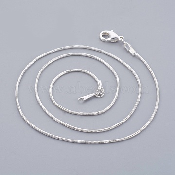 Brass Necklace Making, with Brass Links, Nickel Free, Silver Color Plated, 17 inch, 1.2mm(X-SW023-NFS)