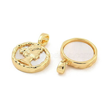 Brass Pave Shell Pendants(KK-G490-36G)-2