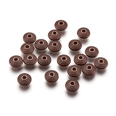 Red Copper Flat Round Alloy Spacer Beads
