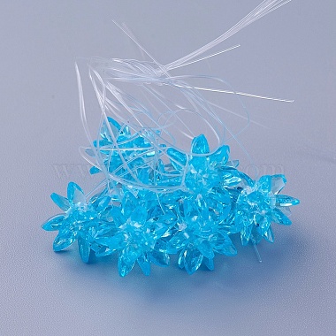 13mm DeepSkyBlue Flower Glass Beads
