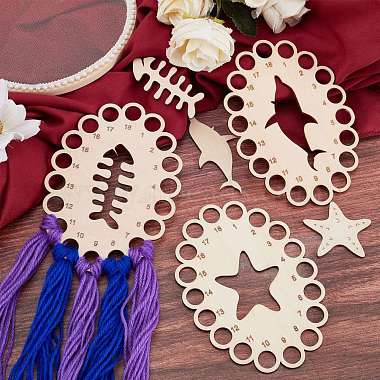 CHGCRAFT 3Pcs 3 Patterns Wood Embroidery Thread Plate(FIND-CA0002-54)-4