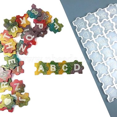 Lettre majuscule motif pièce de puzzle moules en silicone(DIY-L067-G01)-6