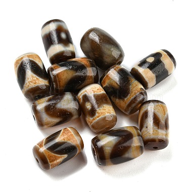 Saddle Brown Barrel Tibetan Agate Beads