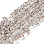 Spray Painted Transparent Glass Beads Strands, Imitation Gemstone, Chip, Dark Gray, 2~8x5~19x4.5~7.5mm, Hole: 0.4mm, 29.92''~31.10''(76~79cm)(GLAA-P060-01B-05)