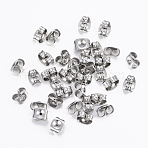 Tarnish Resistant 304 Stainless Steel Ear Nuts, Friction Earring Backs for Stud Earrings, Stainless Steel Color, 6x4.5x3.5mm, Hole: 0.9mm(STAS-H413-01P)