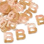 Transparent Epoxy Resin Pendants, Letter Charms with Paillette and Loops, Letter B, 42x35x8mm, Hole: 2mm(CRES-YW0002-07B)