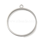 304 Stainless Steel Open Back Bezel Pendants, for DIY UV Resin, Epoxy Resin, Pressed Flower Jewelry, Flat Round, Stainless Steel Color, 36x32x3mm, Hole: 2.5mm, Inner Diameter: 30mm(STAS-B126-06G-P)