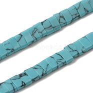 Synthetic Turquoise Beads Strands, 2-Hole, Rectangle, Sky Blue, 2.5~3x5x2.5mm, Hole: 0.8mm, about 138~140pcs/strand, 15.28''~15.31''(38.8~38.9cm)(G-Z045-A24-01)