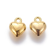 Tibetan Style Alloy Charms, Lead Free and Cadmium Free, Heart, Golden, 11.5mm long, 9mm wide, 4.5mm thick, hole: 1.5mm(EA526Y-G)