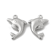 201 Stainless Steel Charms, Dolphin Charm, Stainless Steel Color, 25x19x5mm, Hole: 1.6mm(STAS-J401-VC766)