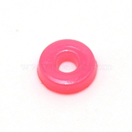 Opaque Acrylic Beads, Flat Round, Deep Pink, 6x1.5mm, Hole: 2mm, about 830pcs/bag(FIND-CJC0012-002G)