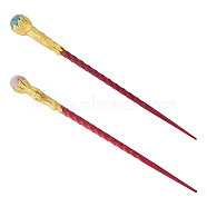 2Pcs 2 Styles Natural Green Aventurine & Carnelian Magic Wand, Wood Cosplay Magic Wand, for Witches and Wizards, 230~240x14~20mm, 1pc/style(DJEW-DC0001-10A)