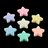 Opaque Acrylic Beads, Star, Mixed Color, 14x14x5mm, Hole: 1mm, about 975pcs/500g(SACR-S743-18)