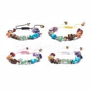 Natural & Synthetic Mixed Gemstone Chips Braided Bead Bracelet, 7 Chakra Yoga Adjustable Bracelet for Women, Mixed Color, Inner Diameter: 1-3/4~0.33 inch(4.5~8.5cm)(BJEW-JB08079)