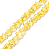 Transparent Glass Beads, with Glitter Powder, Star, Gold, 7.5~8x8.3x4mm, Hole: 0.7~1mm, about 50pcs/strand, 14.72~14.92 inch(37.4~37.9cm)(GLAA-F112-04C)