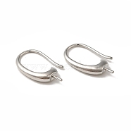 Rack Plating Brass Earring Hooks, Ear Wire for Half Drilled Beads, Long-Lasting Plated, Platinum, 20 Gauge, 19x3mm, Pin: 0.8mm(KK-G480-09P)
