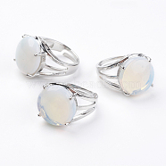 Adjustable Opalite Finger Rings, with Brass Findings, US Size 7 1/4(17.5mm)(RJEW-F075-01P)