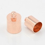 Brass Cord Ends, End Caps, Rose Gold, 8x4mm, Hole: 1mm, Inner Diameter: 3mm(KK-D219-8x4-RG)