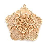Rack Plating Brass Hollow Pendants, Flower Charm, Light Gold, 45.5x43.5x6.5mm, Hole: 2mm(KK-P244-04KCG)