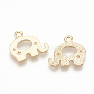 Brass Charms, Elephant, Nickel Free, Real 18K Gold Plated, 11.5x13x1mm, Hole: 1mm(KK-T020-102G)