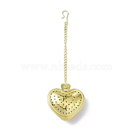 Heart Loose Tea Infuser, with Chain & Hook, 304 Stainless Steel Mesh Tea Ball Strainer, Golden, 155x3mm(AJEW-G045-01G)