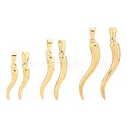 6Pcs 3 Style 304 Stainless Steel Pendants, Italian Horn, Golden, 26~43x6~9x3.5~5.5mm, Hole: 7~9x3~4mm, 2pcs/style(STAS-UN0040-48)