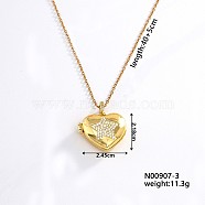 European and American Fashion Heart Shaped Brass Crystal Rhinestone Locket Pendant Necklaces, with Cable Chain for Women Girl, Star, 15.75 inch(40cm)+5cm(CW4614-3)