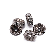 Rondelle Brass Rhinestone Spacer Beads, Crystal, 6mm, Hole: 1.7mm(FS-WG29681-12)