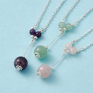 3Pcs Natural Gemstones Pendant Necklaces, with Iron Chains, 16.9 inch(43cm)(NJEW-FS0001-04)