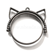 Alloy Open Back Bezel Pendants, For DIY UV Resin, Epoxy Resin, Cadmium Free & Nickel Free & Lead Free, Cat Shape, Gunmetal, 32x33x3.5mm, Hole: 1.5mm(PALLOY-I223-06B)