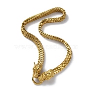 Ion Plating(IP) 304 Stainless Steel Wheat Chain Necklaces, with Dragon Heads Clasps, Golden, 23.78 inch(60.4cm)(NJEW-P288-16G)