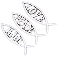 3Pcs 3 Style ABS Easter Decoration Sticker, for Car Decoration, Jesus Fish/Christian Ichthys Ichthus, Silver, 46x140x6mm, 1pc/style(DIY-FH0002-56)