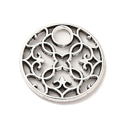 Tibetan Style Alloy Pendants, Cadmium Free & Lead Free, Circled Flower Shape, Antique Silver, 19.5x1.5mm, Hole: 3.5mm, about 709Pcs/1000G(PALLOY-M217-32AS)